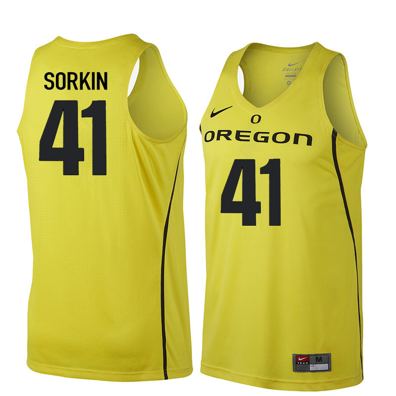 Men Oregon Ducks #41 Roman Sorkin College Basketball Jerseys Sale-Yellow - Click Image to Close